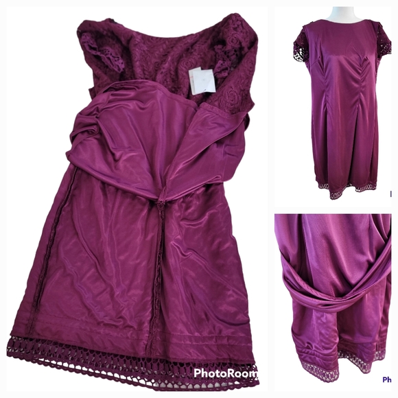 Brand New Laundry By Shelli Segal - Burgundy Lace Dress Sz 10 - Picture 14 of 15